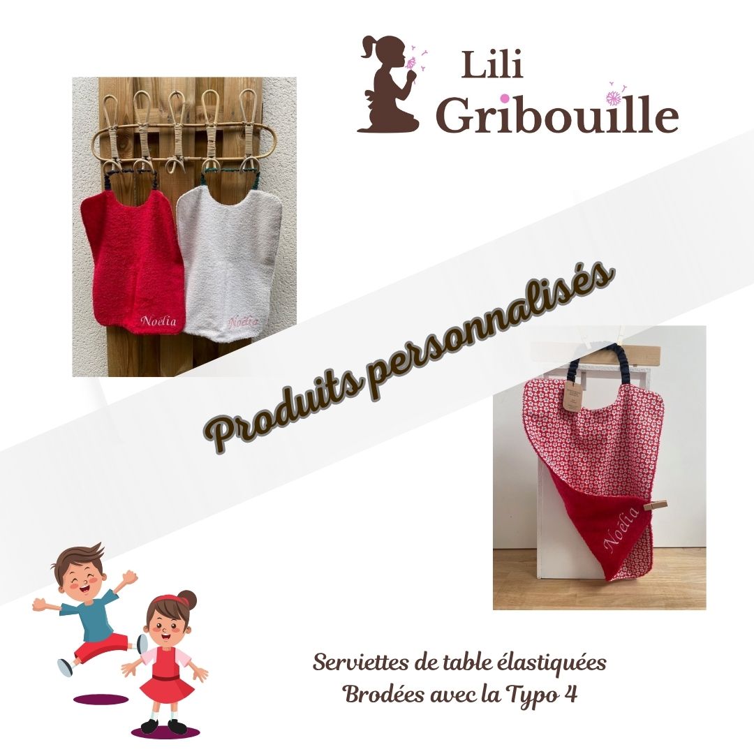 Serviette de table élastiquée / Grand bavoir  - Noé